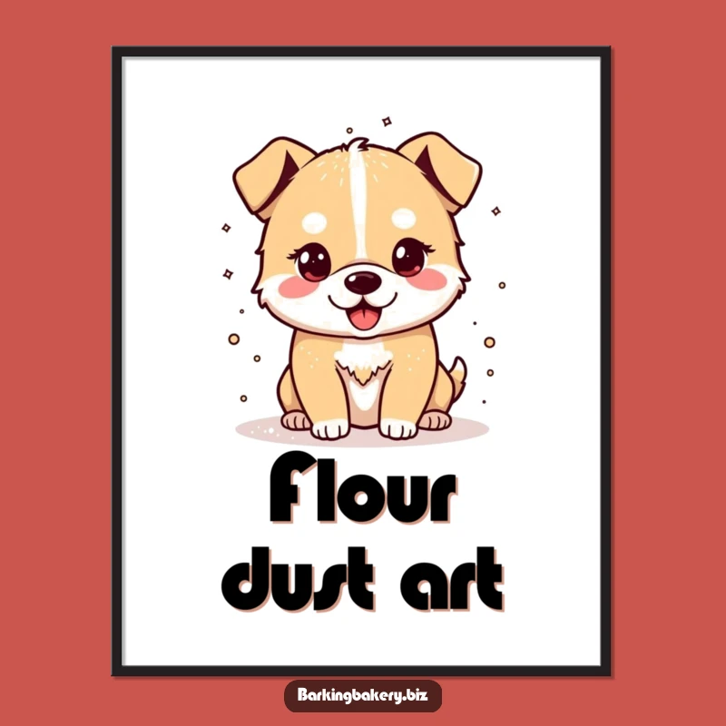 Funny Flour Power Dog Poster: Cheerful Pup Baking Wall Art