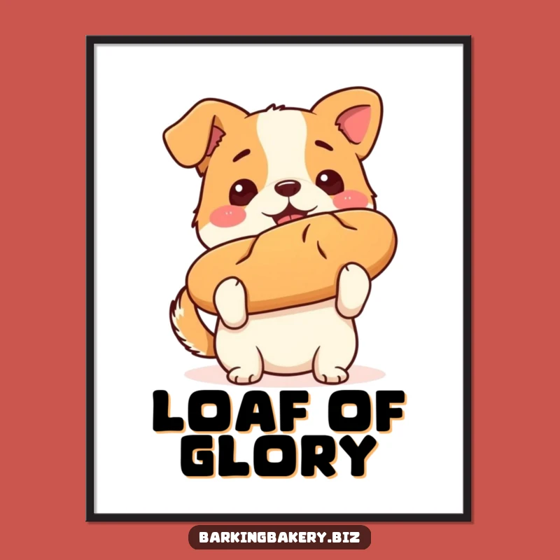 Funny Dog Art Poster - Champion Baker Pup's Bread Masterpiece