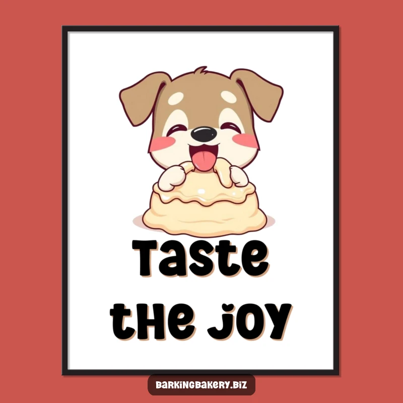 Funny Dog Cake Batter Poster: Happy Pup Art Print - Hilarious Dog Lover Gift