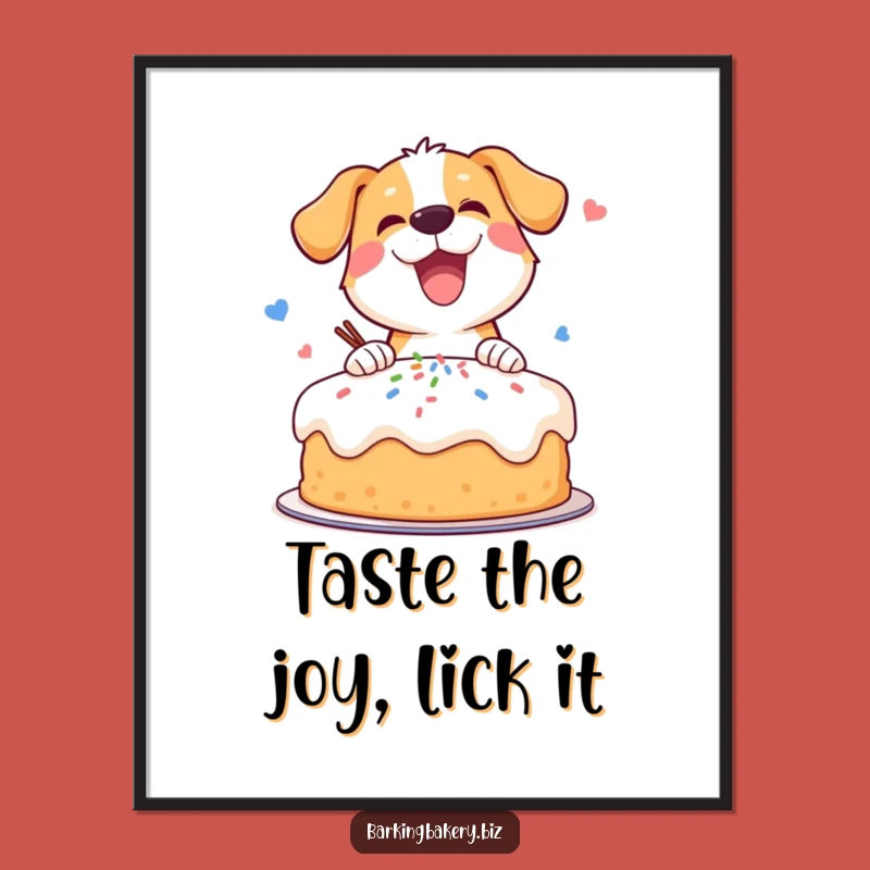 Funny Dog Cake Decorator Poster - Whimsical & Hilarious Wall Art Gift