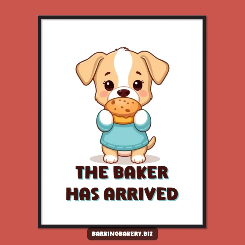 Funny Dog Chef Poster: Adorable Artwork of a Pup with Baked Treats, Ideal Funny Gift