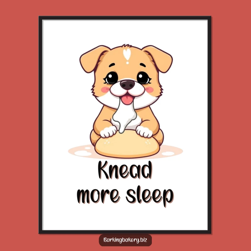 Funny Dog Kneading Dough Poster: Adorable Flour-Nose Pup Art - Hilarious Wall Decor Gift