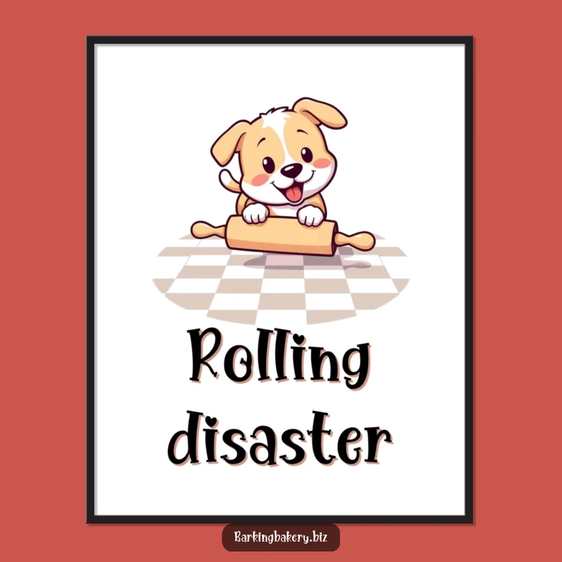 Funny Chasing Dog Poster - Playful Pup Art, Ideal Funny Gift