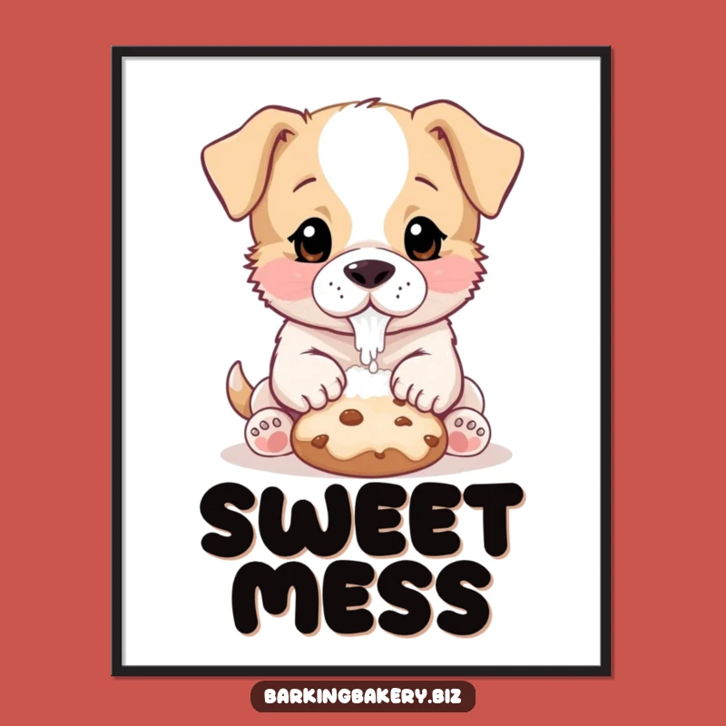 Funny Puppy Baker Poster: Floury Nose Cookie Art, Adorable Dog Decor