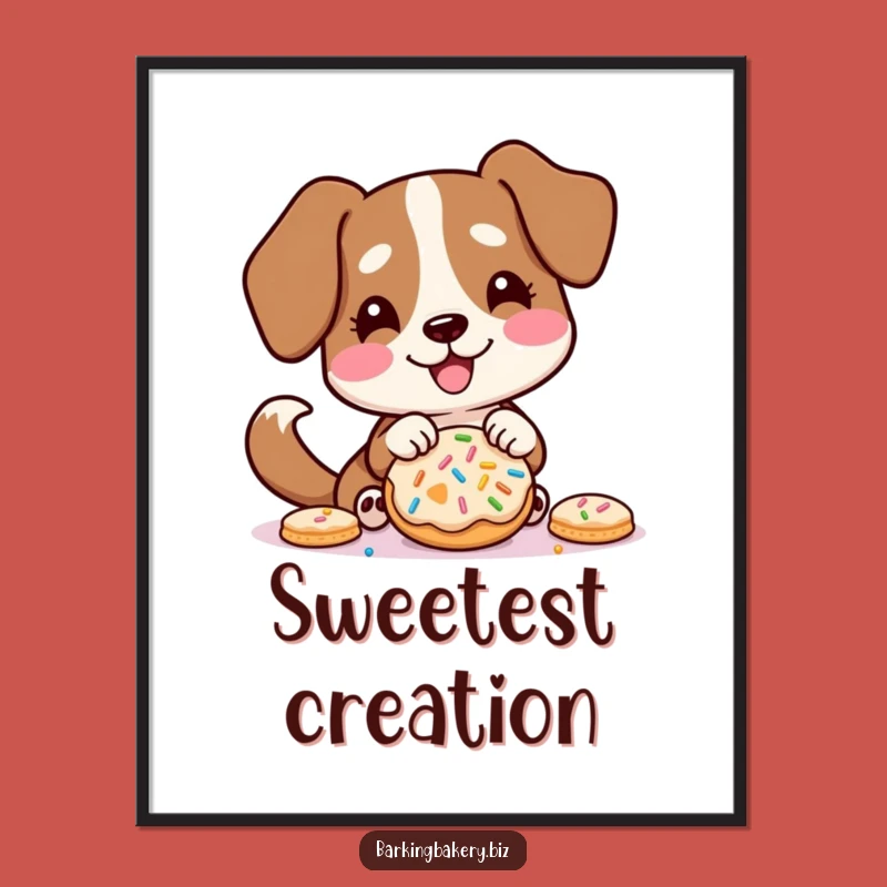Funny Sprinkle Decorating Dog Art Poster - Joyful Pup Print Gift