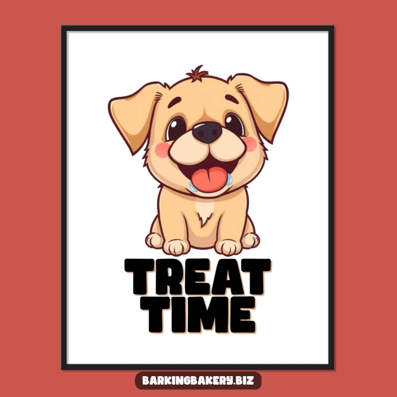 Funny Dog Treat Poster - Drooling Grin Art, Perfect Gift Decor!
