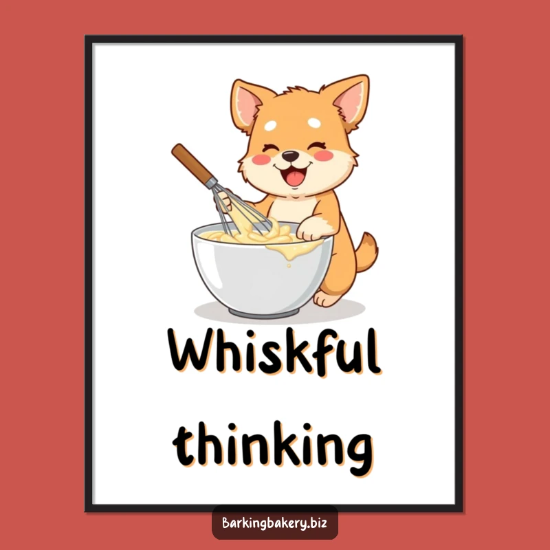 Funny Chef Dog Poster: Energetic Whisk Pup Art - Hilarious Wall Decor Gift