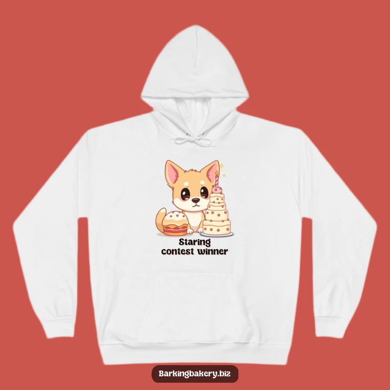 Funny Dog Cake Lover Hoodie: Starry-Eyed Pup Comfort, Cozy Sweet Treat Gift