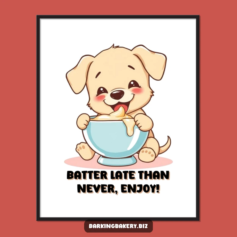 Free Printable Wall Art: Puppy Tasting Batter Funny Baking Humor Downloadable Art