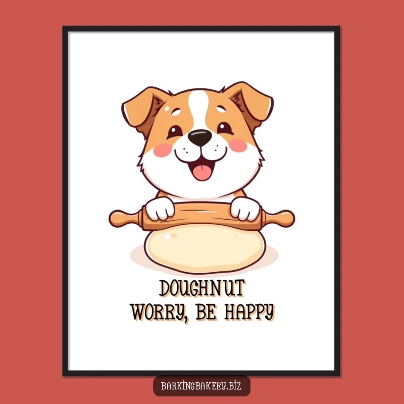 Free Printable Wall Art: Dog Rolling Dough, Whimsical Downloadable Decor