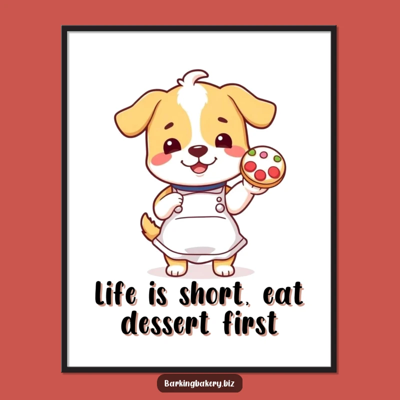 Free Printable Wall Art: Cheerful Dog Baker Cookie Display Funny Downloadable Art