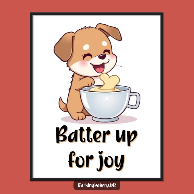 Free Printable Wall Art: Dog Tasting Batter - Humorous Downloadable Kitchen Art