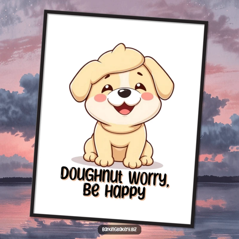 Funny Free Printable Wall Art: a dog is covered in sticky dough, wiggling uncontrollably with pure happiness, a downloadable art.