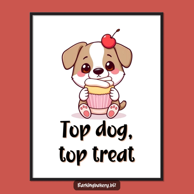 Free Printable Wall Art: Proud Dog Cupcake - Cute Downloadable Dog Decor