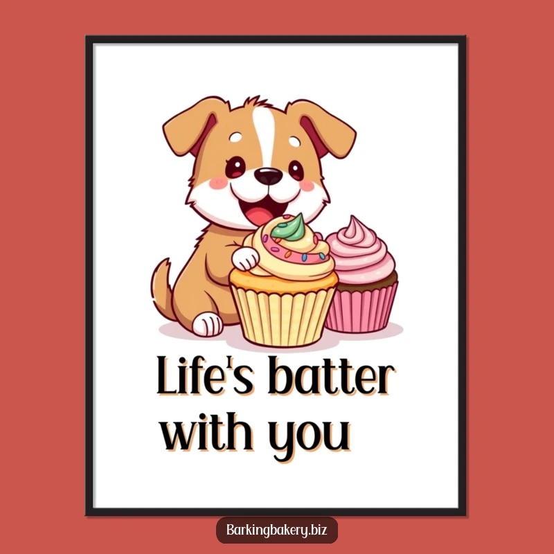 Free Printable Wall Art: Funny Dog Cupcake Decorator, Hilarious Downloadable Decor Gift