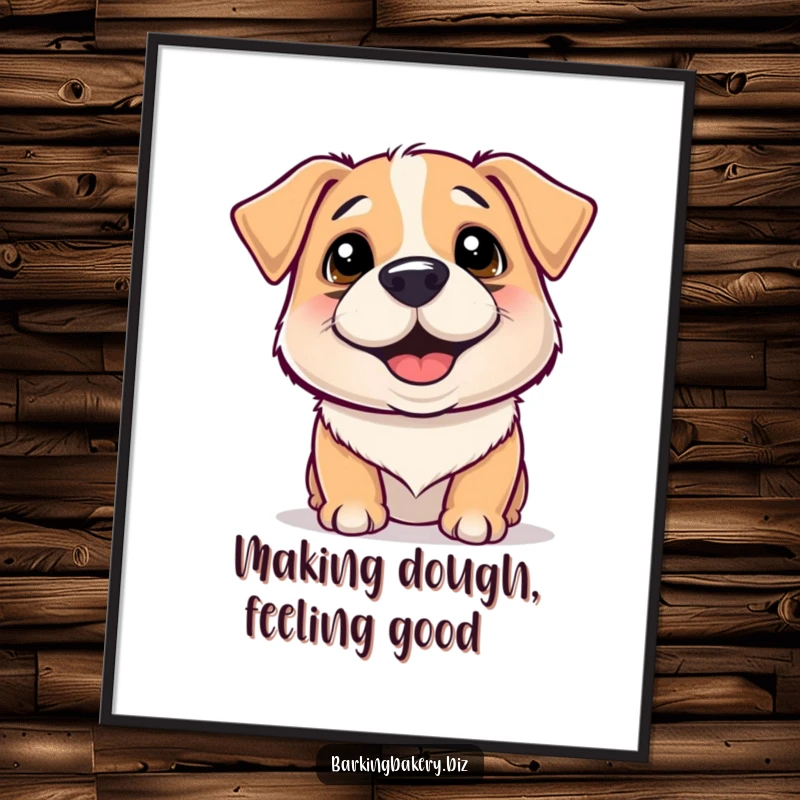 Funny Free Printable Wall Art: A dog with a dusting of flour on its nose wiggles joyfully, a cute and quirky piece.