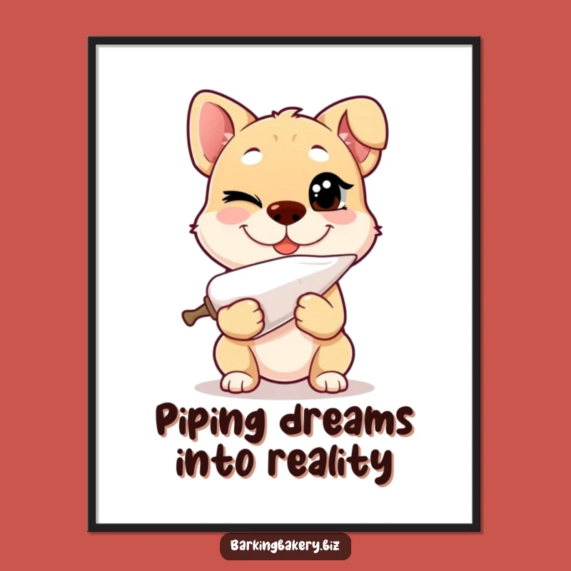 Free Printable Wall Art: Playful Winking Dog Baker Decor Downloadable