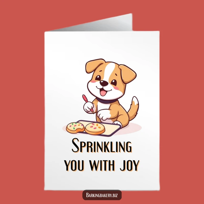 Free Printable Birthday Card: Happy Dog Decorating Treats - Downloadable Dog Lover Gift