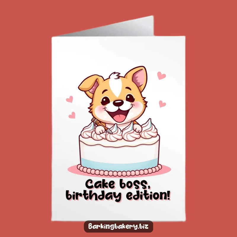 Free Printable Cake Decorating Dog Birthday Card: Fun Frosting Pup Downloadable