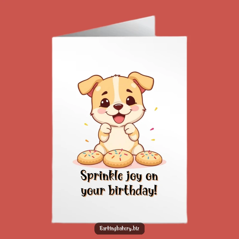Free Printable Sprinkles Birthday Card: Funny Dog Cookie Decorating Downloadable Fun