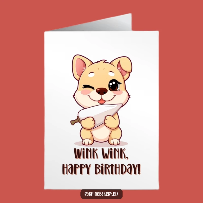 Free Printable Winking Dog Birthday Card: Playful Baker Pup Downloadable