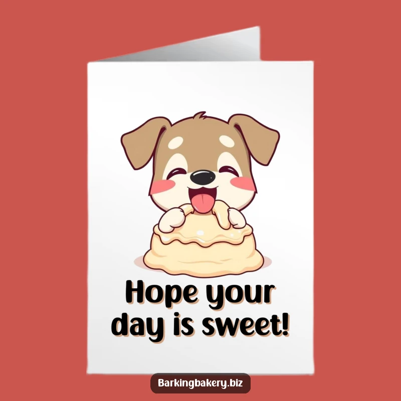 Free Printable Birthday Card: Happy Dog Tasting Batter, Funny DIY Gift