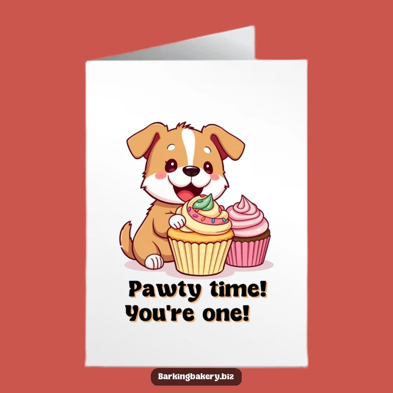 Free Printable Birthday Card: Funny Dog Decorating Cupcake, Hilarious DIY Downloadable Gift