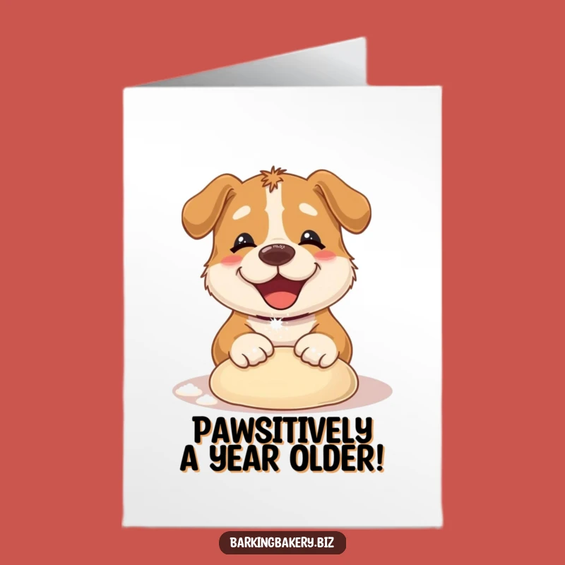Free Printable Birthday Card: Funny Dog Kneading Dough, Perfect DIY Gift