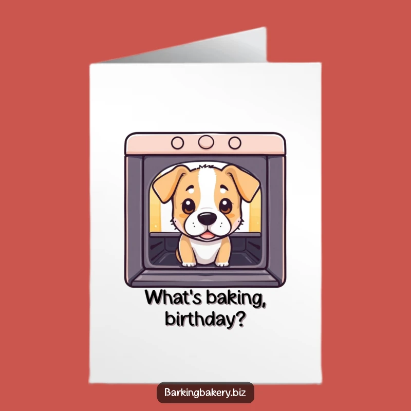 Free Printable Birthday Card: Curious Dog Oven Peek - Downloadable Dog Lover Gift