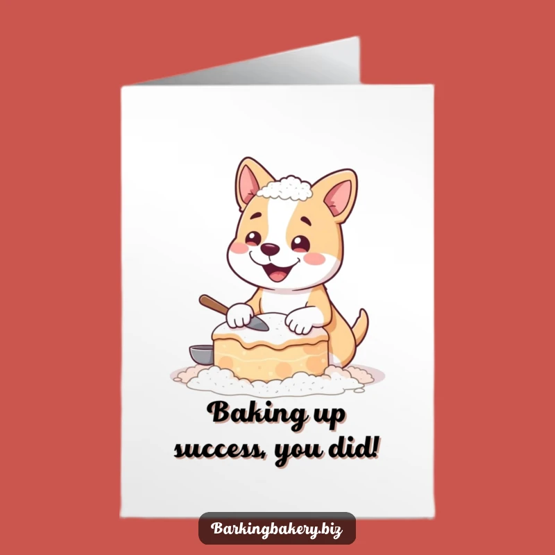 Free Printable Funny Dog Congratulations Card: Floury Baker, Humorous Downloadable Gift