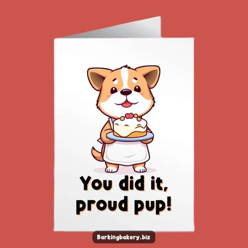 Free Printable Congrats Card: Dog's Lopsided Cake Celebrates Success – Downloadable Gift