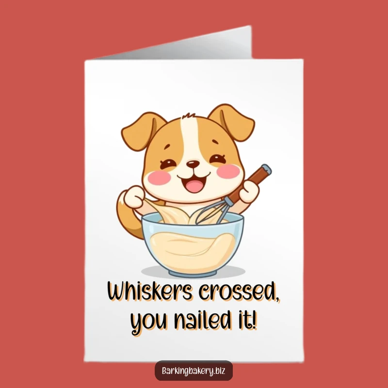 Free Printable Congratulations Card: Happy Dog Whisking Batter, Perfect Go-To Downloadable Gift