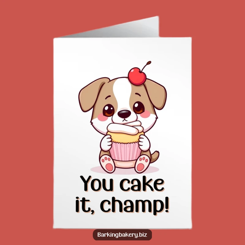 Free Printable Congrats Card: Proud Dog Cupcake - Cheerful Downloadable Celebration