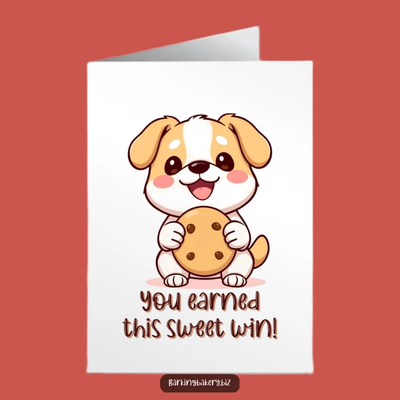 Free Printable Congrats Card: Kawaii Dog Shares Cookie Success for a Cheerful Downloadable Gift