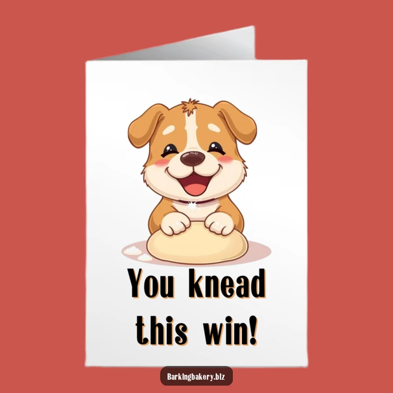 Free Printable Congratulations Card: Funny Dog Making Dough, Downloadable Gift