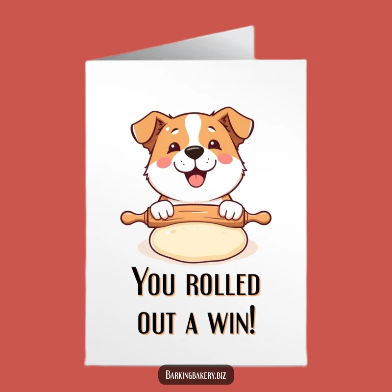 Free Printable Congrats Card: Dog Rolling Dough, Great Downloadable Gift