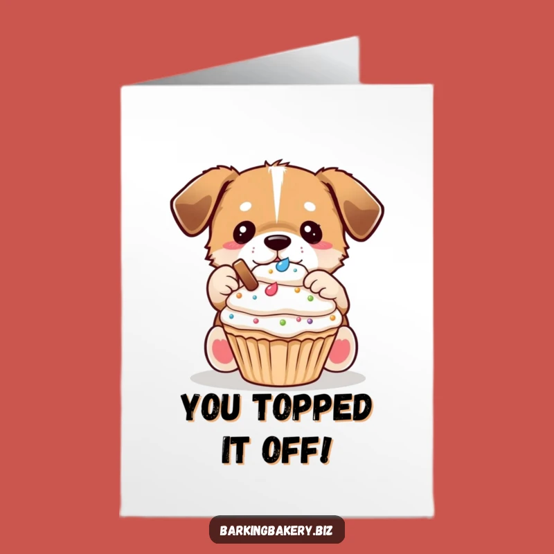 Free Printable Congrats Card: Dog Decorates Cupcake, Fun Downloadable Gift