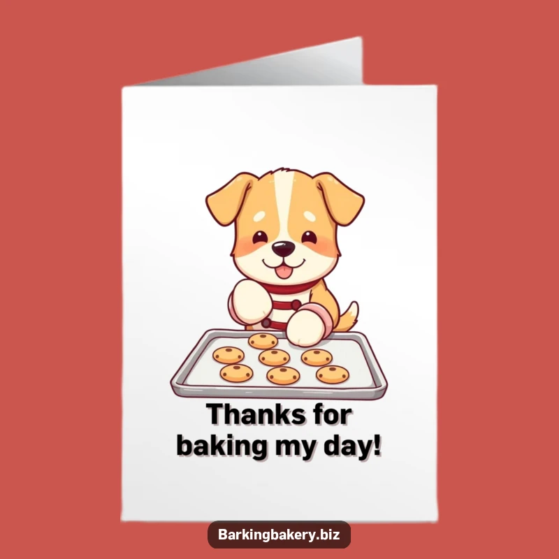 Free Printable Thank You Card: Cute Dog Cookie Baker, Oven Mitts, Downloadable Gratitude