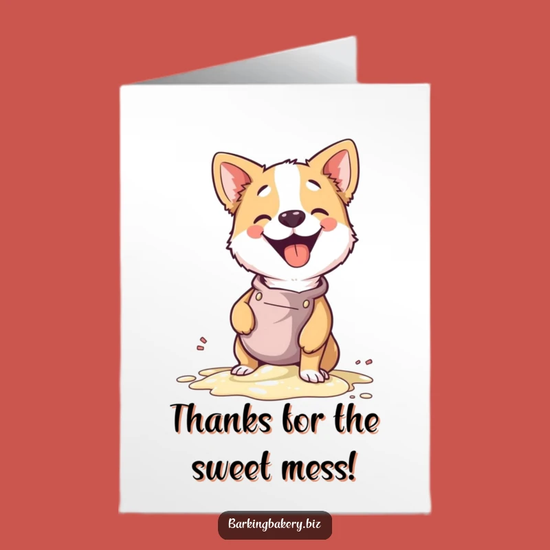 Free Printable Thank You Card: Giggle Dog Chef Batter Spill Downloadable