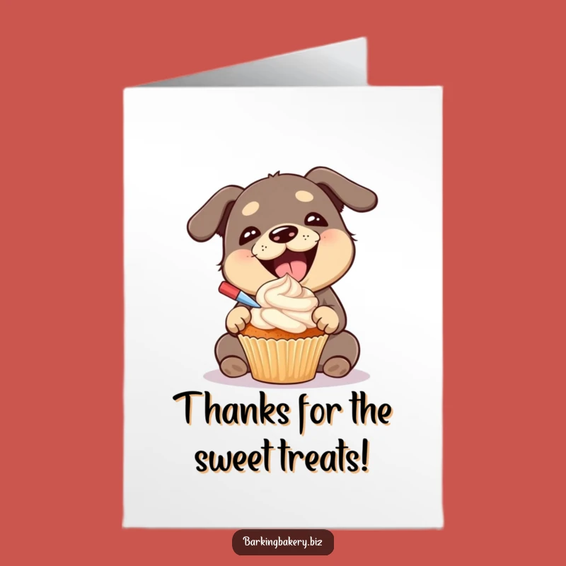 Free Printable Thank You Card: Happy Dog Cupcake Artist, Gleeful Thanks, Downloadable Gratitude