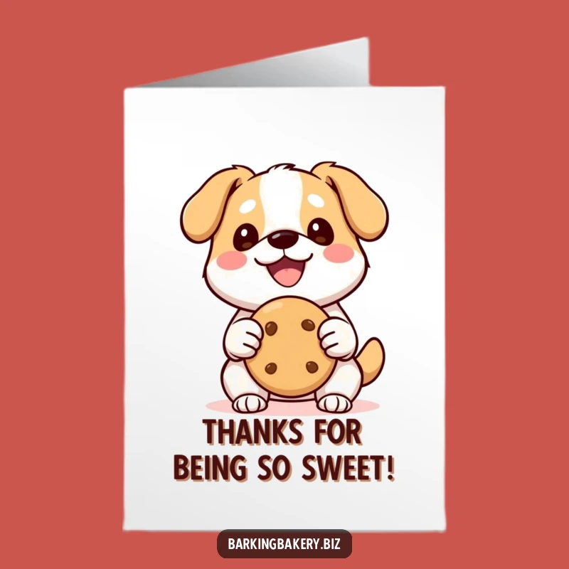 Free Printable Thank You Card: Kawaii Dog Offers Cookie Thanks for a Sweet Downloadable Gift
