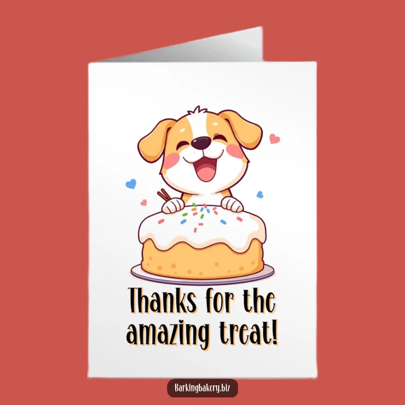 Free Printable Thanks Card: Enthusiastic Dog Cake Decorator Downloadable Gift