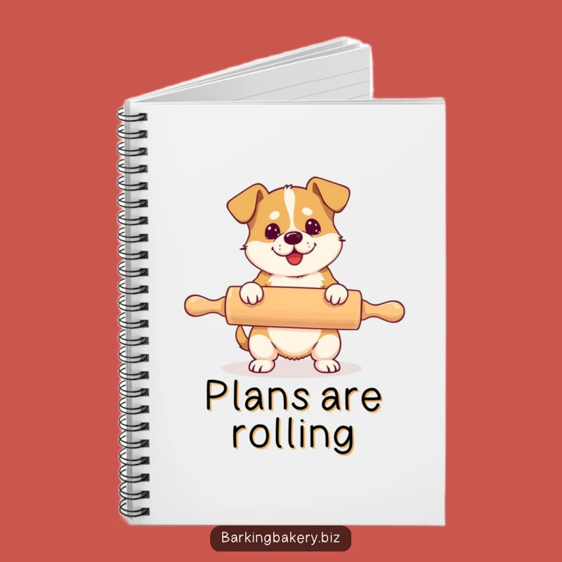 Funny Rolling Pin Dog Notebook - Hilarious Baking Journal Gift