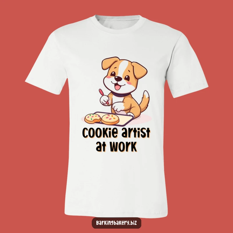 Funny Cookie Decorating Dog T-Shirt: Wagging Tail Pup - Humorous Apparel Gift