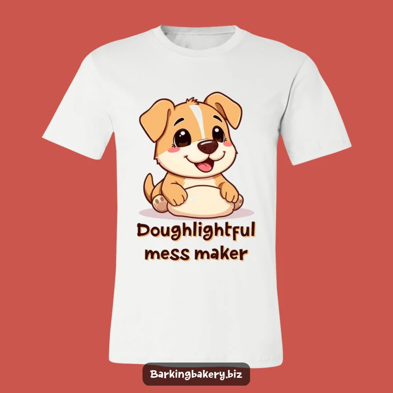 Funny Baker Dog T-Shirt: Messy Pup Flour Nose Joyful Dough Shaping Tee Gift