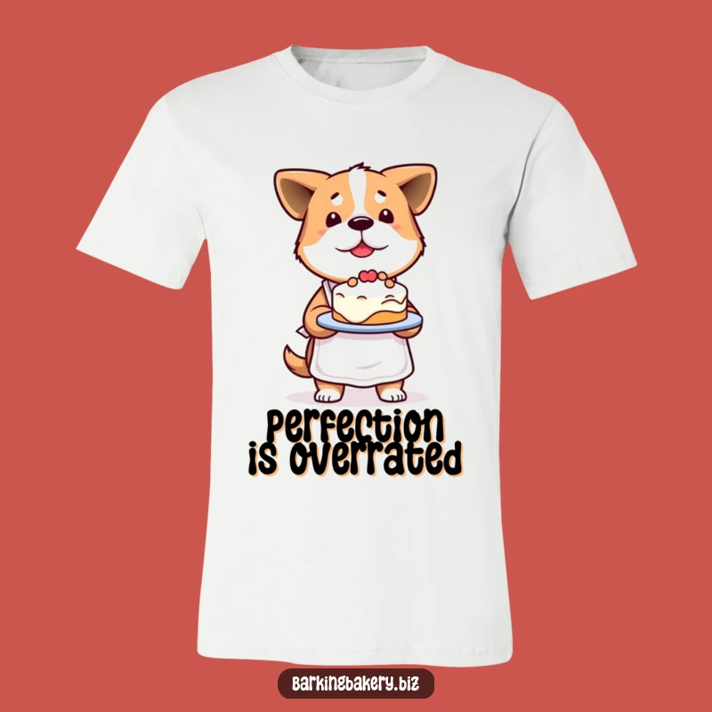 Funny Determined Dog Baker T-Shirt: Proud Pup with Imperfect Cake, Comical Funny Gift for Bakers