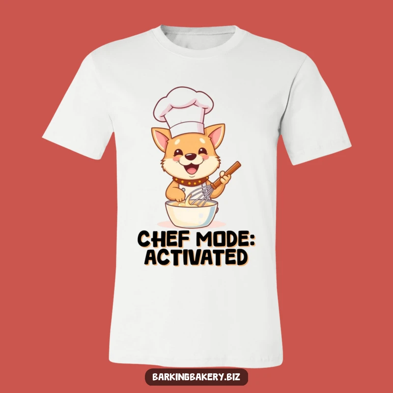 Funny Dog Chef T-Shirt: Gleeful Baker Whisking Batter, Hilarious Dog Lover Gift Top