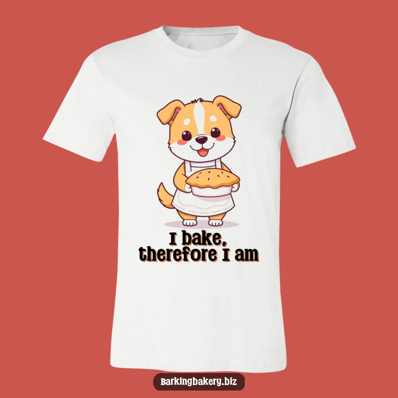Funny Dog Baker T-Shirt: Cute Aproned Pup with Steaming Pie Tee