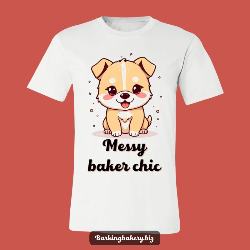 Funny Flour Power Dog T-Shirt: Cheerful Pup Baking Tee