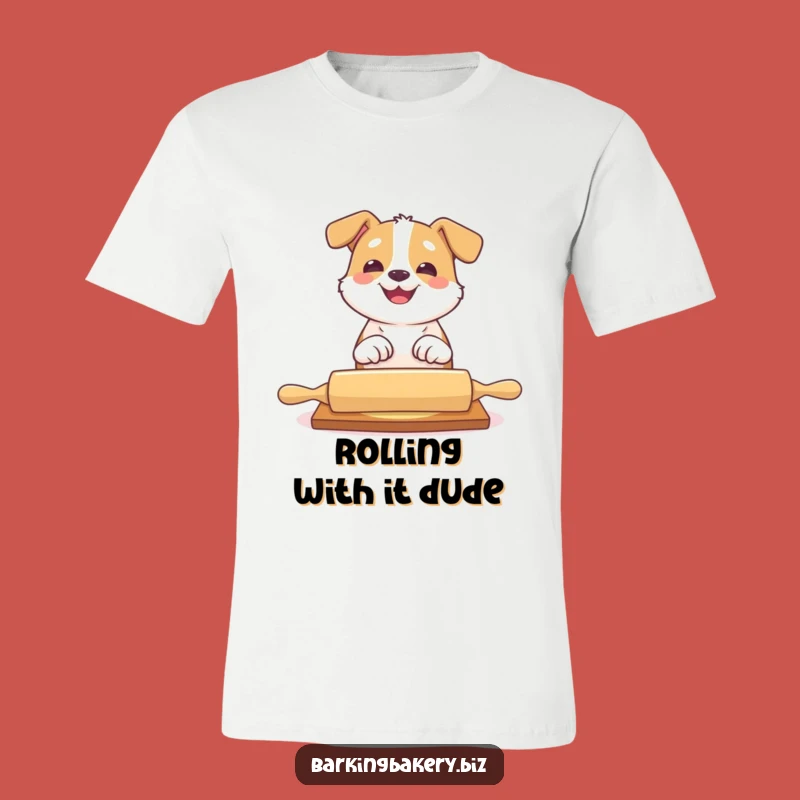 Funny Dog Rolling Pin T-Shirt - Playful Pup Baker Tee Gift!